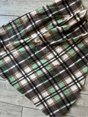 Plaid Green and Brown Flannel A line skirt